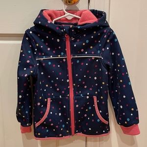 Lined polka dotted girls outdoor jacket